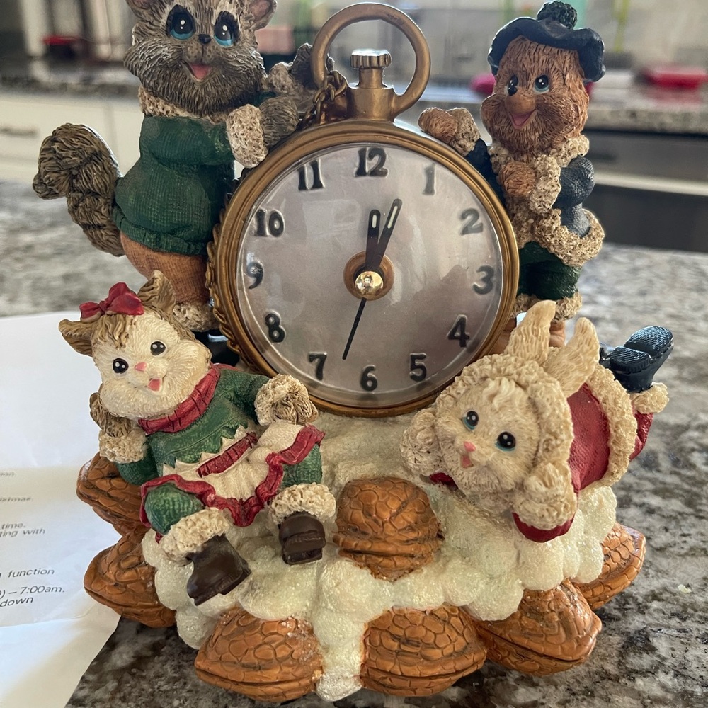 Charming Woodland Animal Clock Figurine